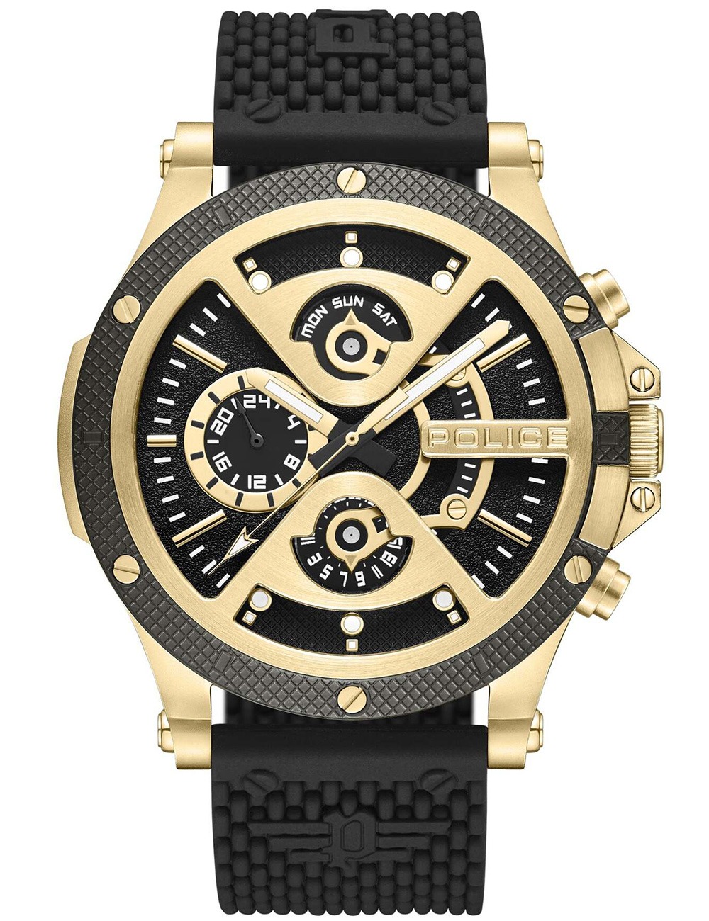 4894816145262 - Herren Armbanduhr Analog Chronograph Gold Schwarz 44mm Silikon Armband Herrenuhr Chronographen Herrenuhren