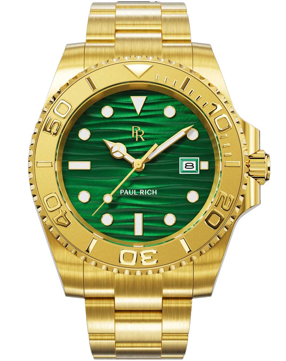Paul Rich PR-46710 Herrenuhr Crystal Bay Gold Coast Gold Green 40mm 5ATM