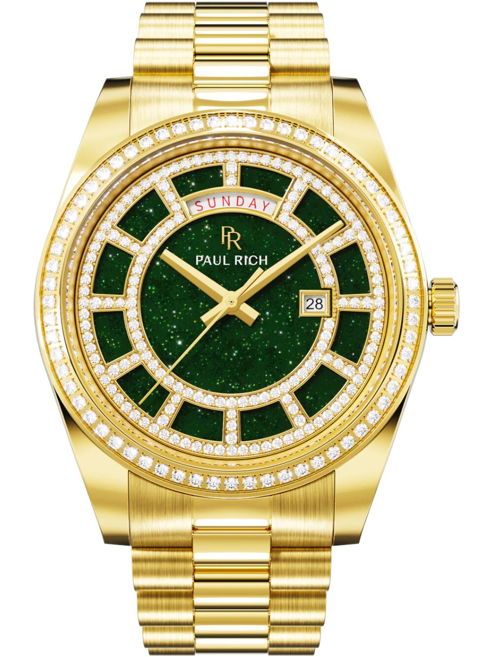 Paul Rich PR-47460 Herrenuhr Crown Legacy Gold Aventurine Green 40mm 5ATM
