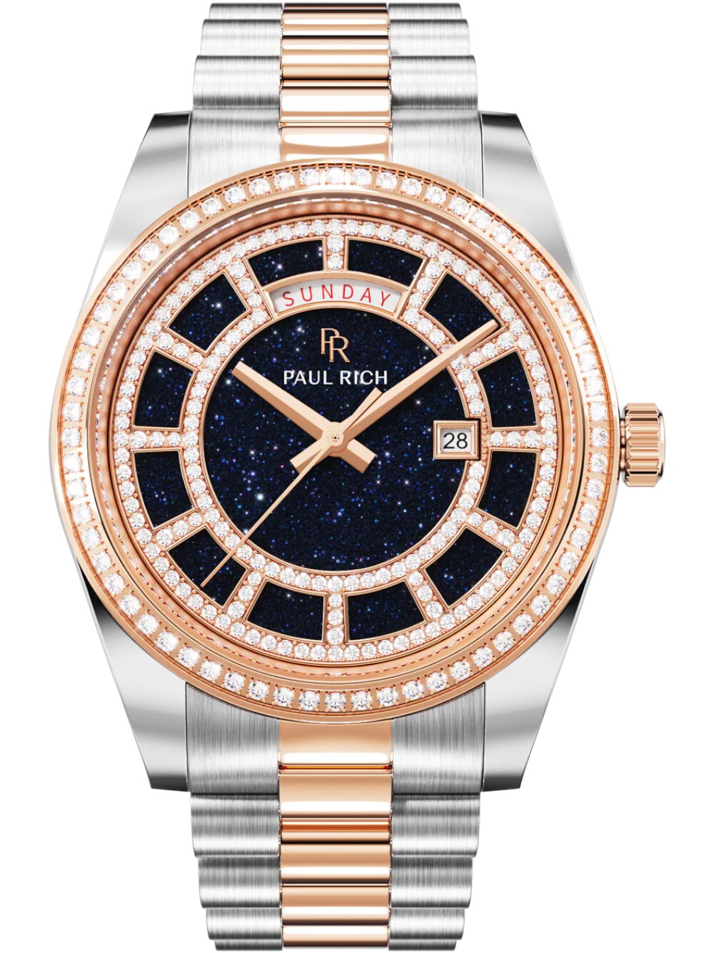 Paul Rich PR-47456 Herrenuhr Crown Legacy Silver Rose Gold Aventurine Blue 40mm 5ATM