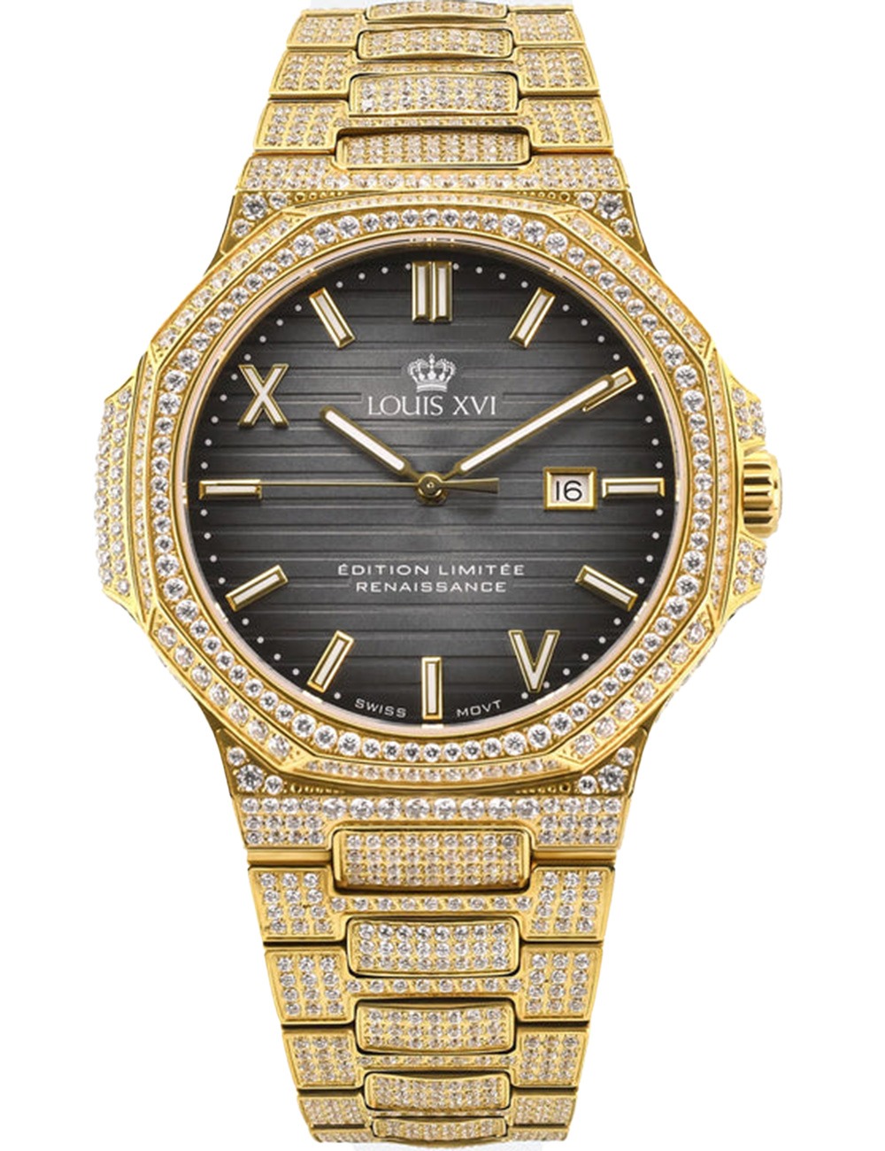 7640172148020 - Louis XVI LXVI1602 Herrenuhr Renaissance Iced Out Limited 40mm 5ATM 7640172148020 - Louis XVI LXVI1602 Herrenuhr Renaissance Iced Out Limited 40mm 5ATM