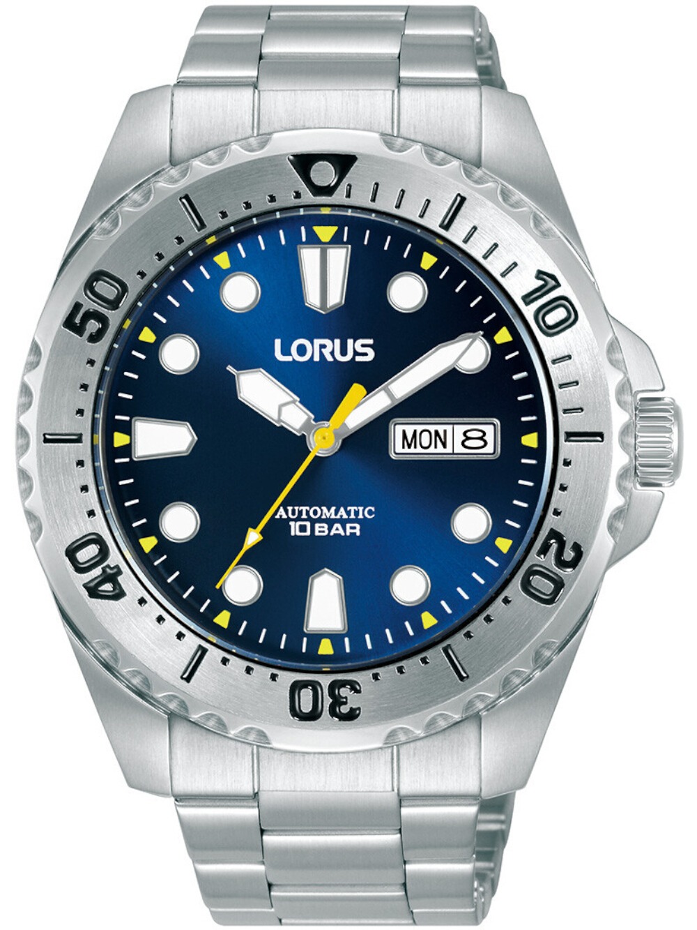 4894138360381 - Automatikuhr LORUS Sports Armbanduhren silberfarben (silberfarben blau) Herren Armbanduhr Herrenuhr Mechanische Uhr Edelstahlarmband analog