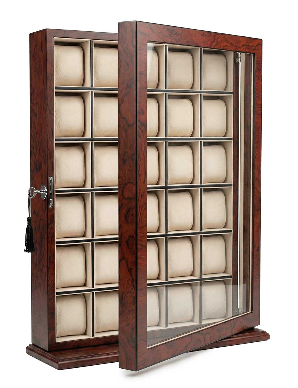 4260156290861 - Uhrenvitrine RS-1135-30BU für 30 Uhren bubinga