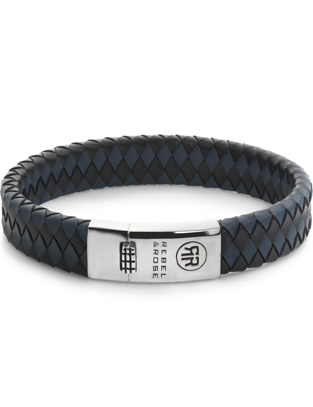 8721202161963 - RR-L0177-S-L Armband Braided Flat 925 Black & Blue