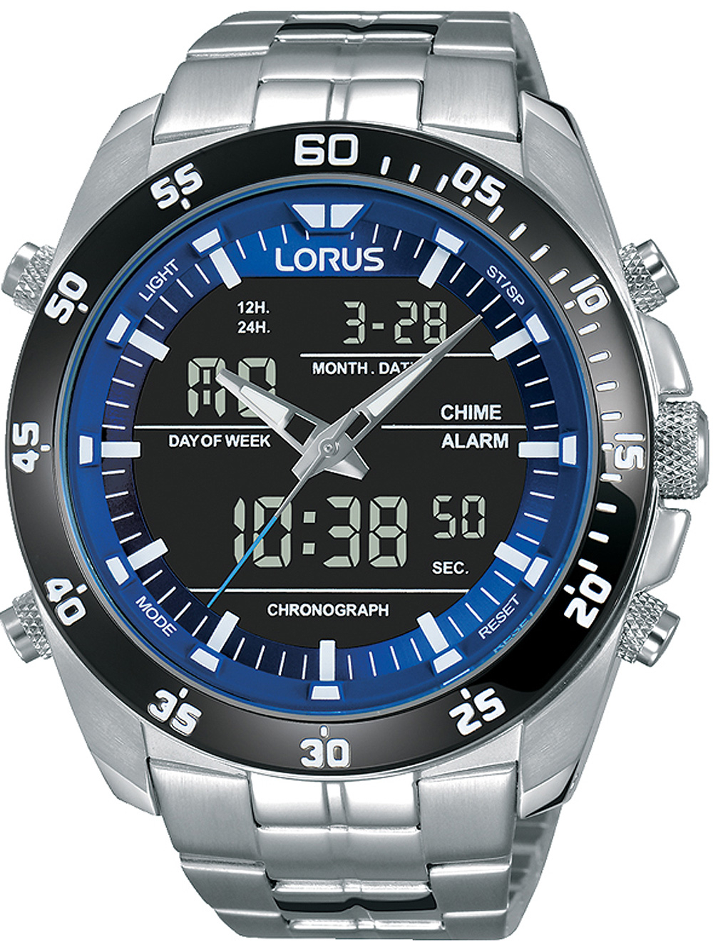 Lorus RW629AX5 Digital Chronograph Herrenuhr 46mm 10ATM