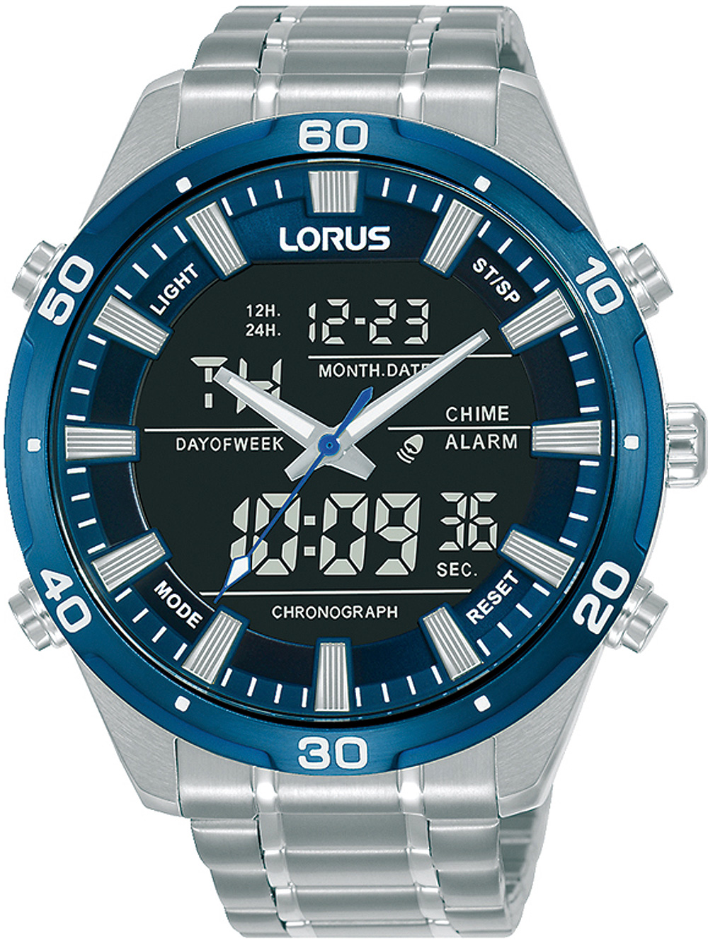 Lorus RW647AX9 Digital Chronograph Herrenuhr 46mm 10ATM