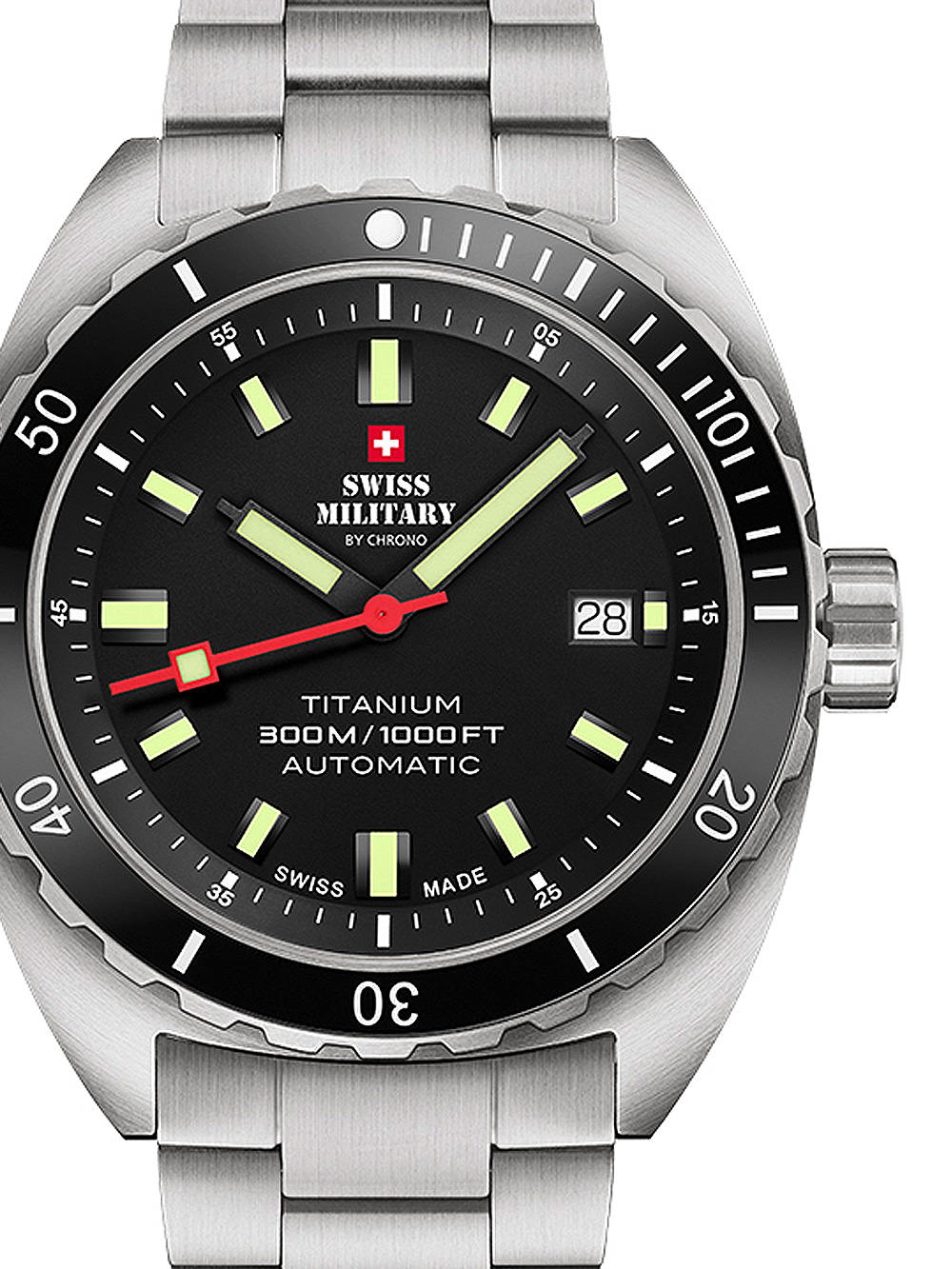 7630019156424 - Swiss Military SMA3410001 Diver Titanium Automatik Herrenuhr 42mm 30ATM 7630019156424 - Swiss Military SMA3410001 Diver Titanium Automatik Herrenuhr 42mm 30ATM