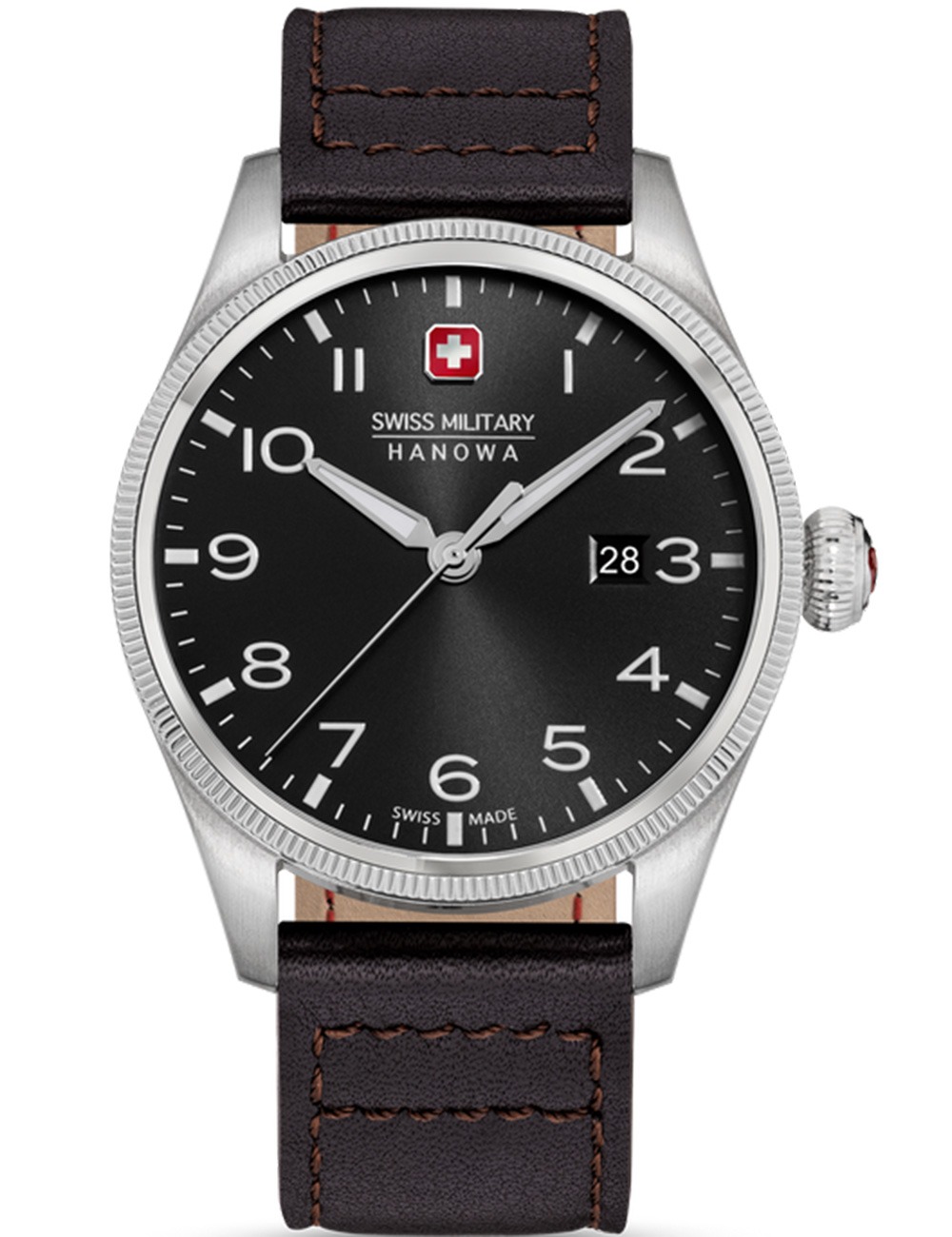 7620958011397 - Herren Armbanduhr Leder Schwarz 42mm - Uhren Herren Armbanduhr Swiss Made - Herrenuhr Chronograph - Uhr Schwarz
