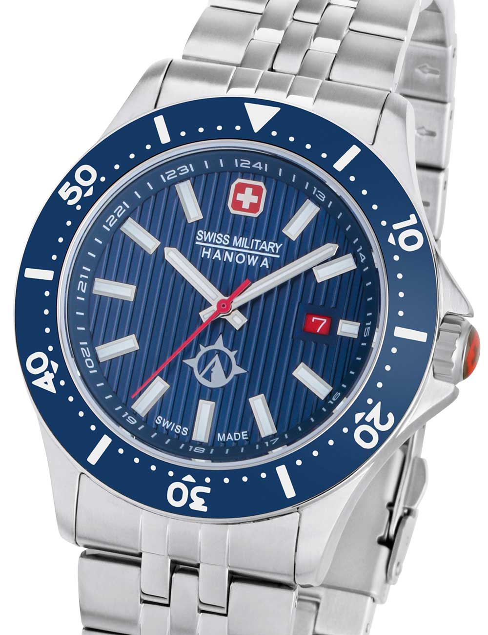 7620958005891 - Mens Watch Stainless Steel Blue 42mm Herrenuhr Armbanduhr Chronograph Analog Quarz