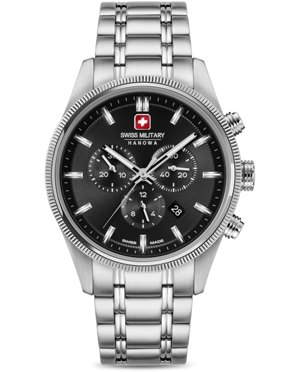 7620958011427 - Herren Armbanduhr Chronograph Edelstahl Schwarz 42mm - Herrenuhren - Luxusuhren - Swiss Made