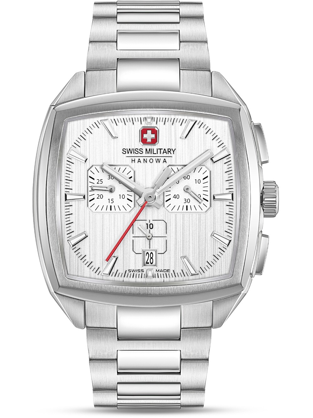 Herren Armbanduhr Chronograph Edelstahl Silber 42mm - Swiss Made - Armbanduhr Herren Chronograph - Swiss Military Uhr