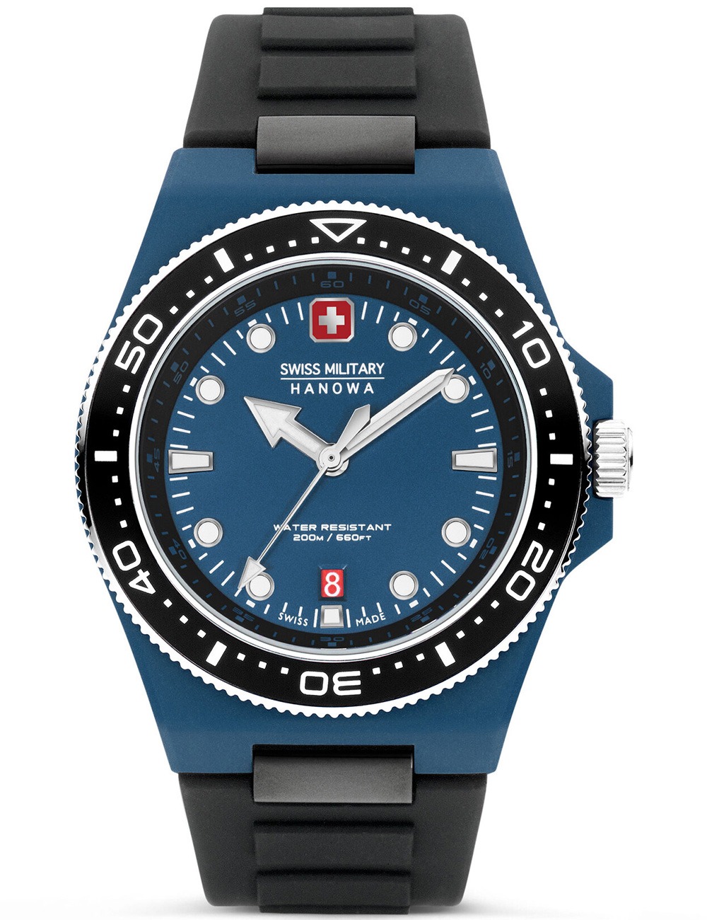 7620958009516 - Unisex Wristwatch Ocean Pioneer Blue Black 42 mm Silicone Stainless Steel Herrenuhr Armbanduhr Uhren Chronograph Taucheruhr