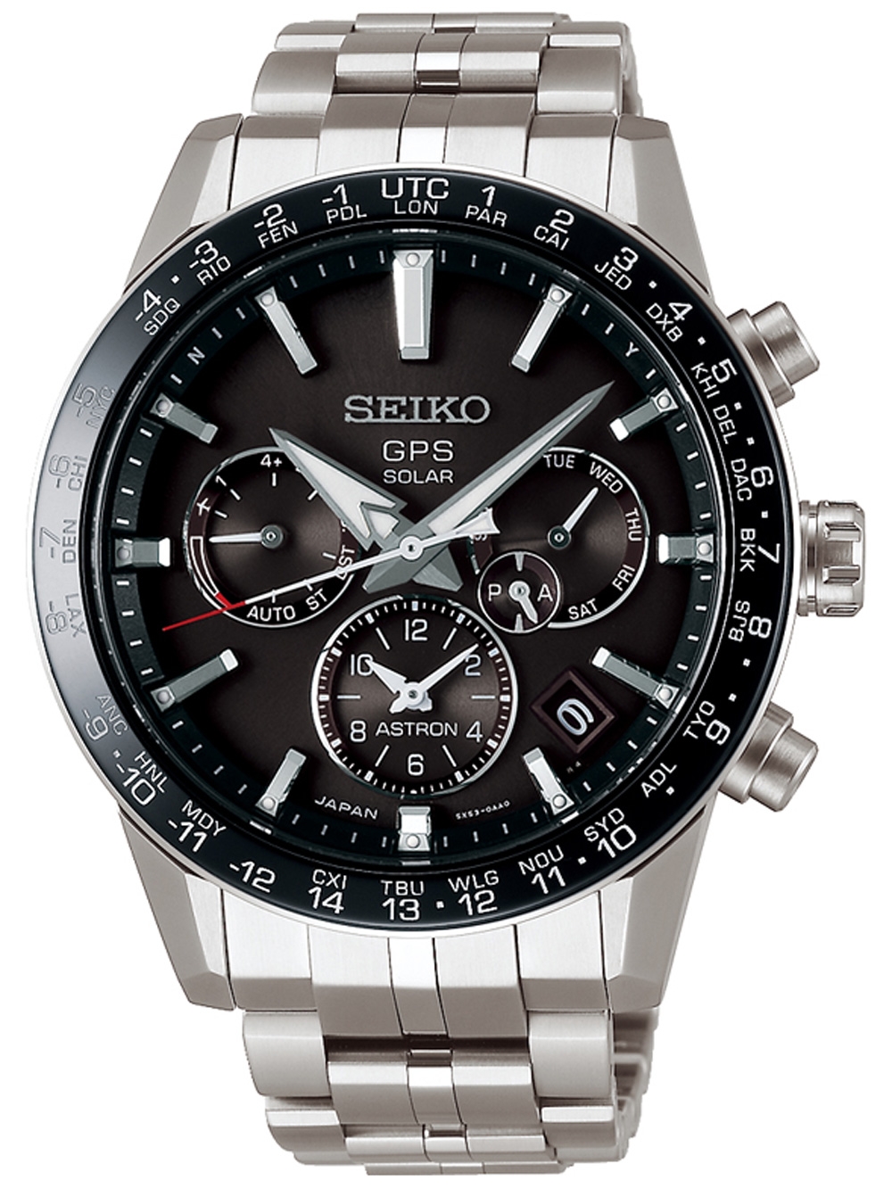 Seiko SSH003J1 Astron Solar Dual-Time Herrenuhr 43mm 10ATM