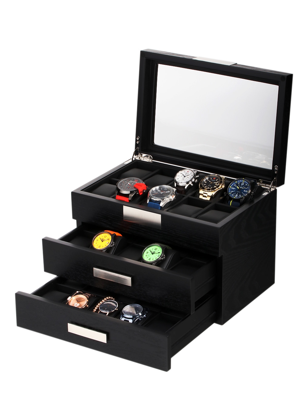 Rothenschild Uhrenbox RS-2350-30BL für 30 Uhren black