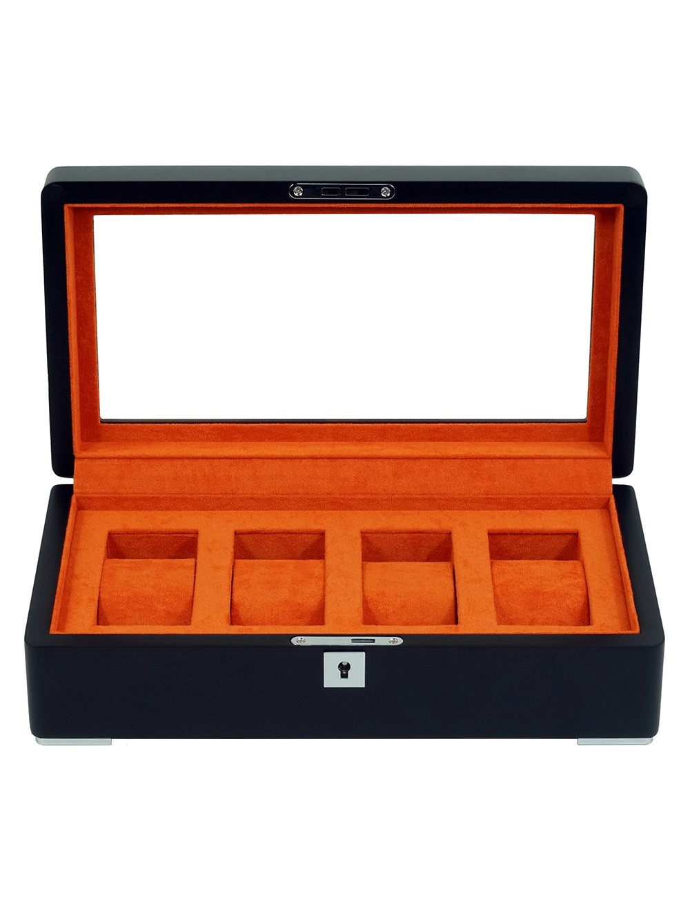 4260156291592 - RS-3420-4-BL-ORA Uhrenbox schwarz [4] mit Orangem Samt