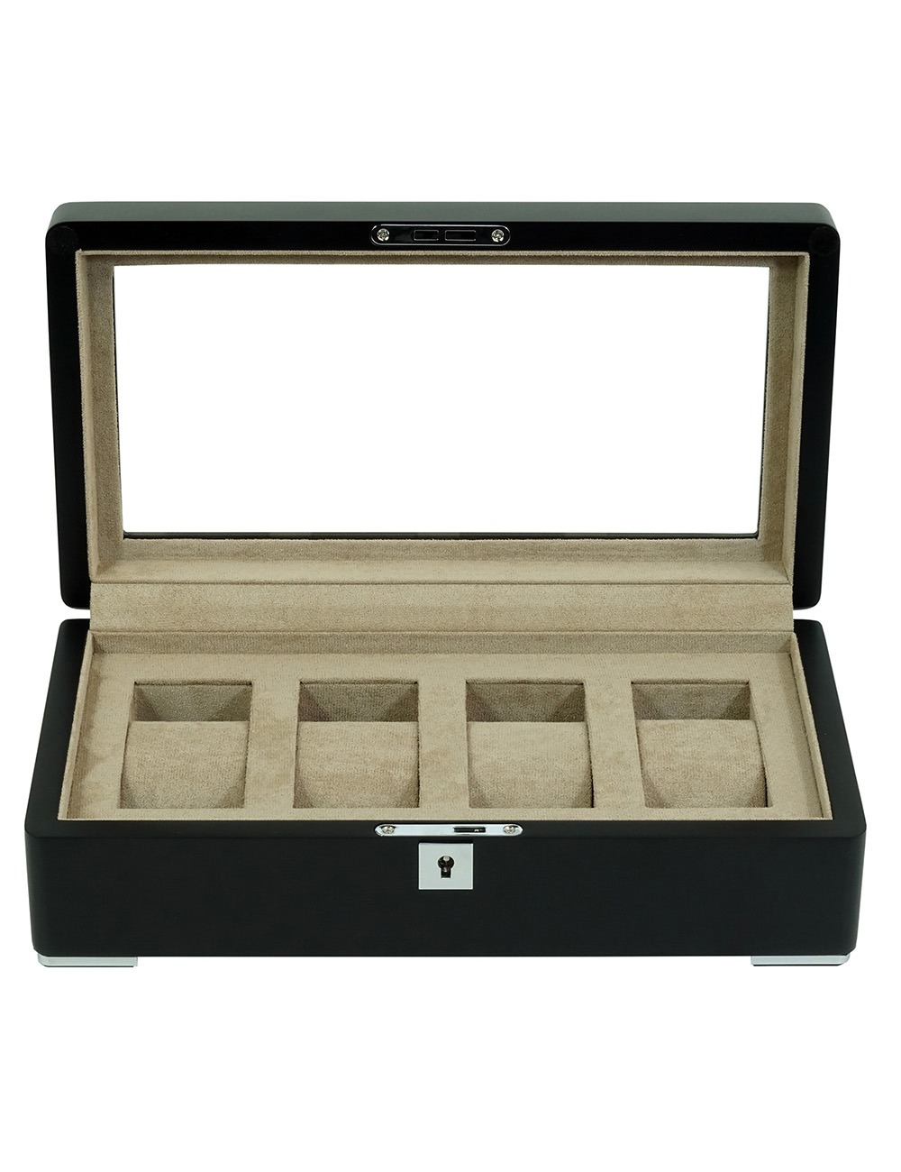 4260156291585 - RS-3420-4-BL-TAN Uhrenbox schwarz [4] mit beigem Samt
