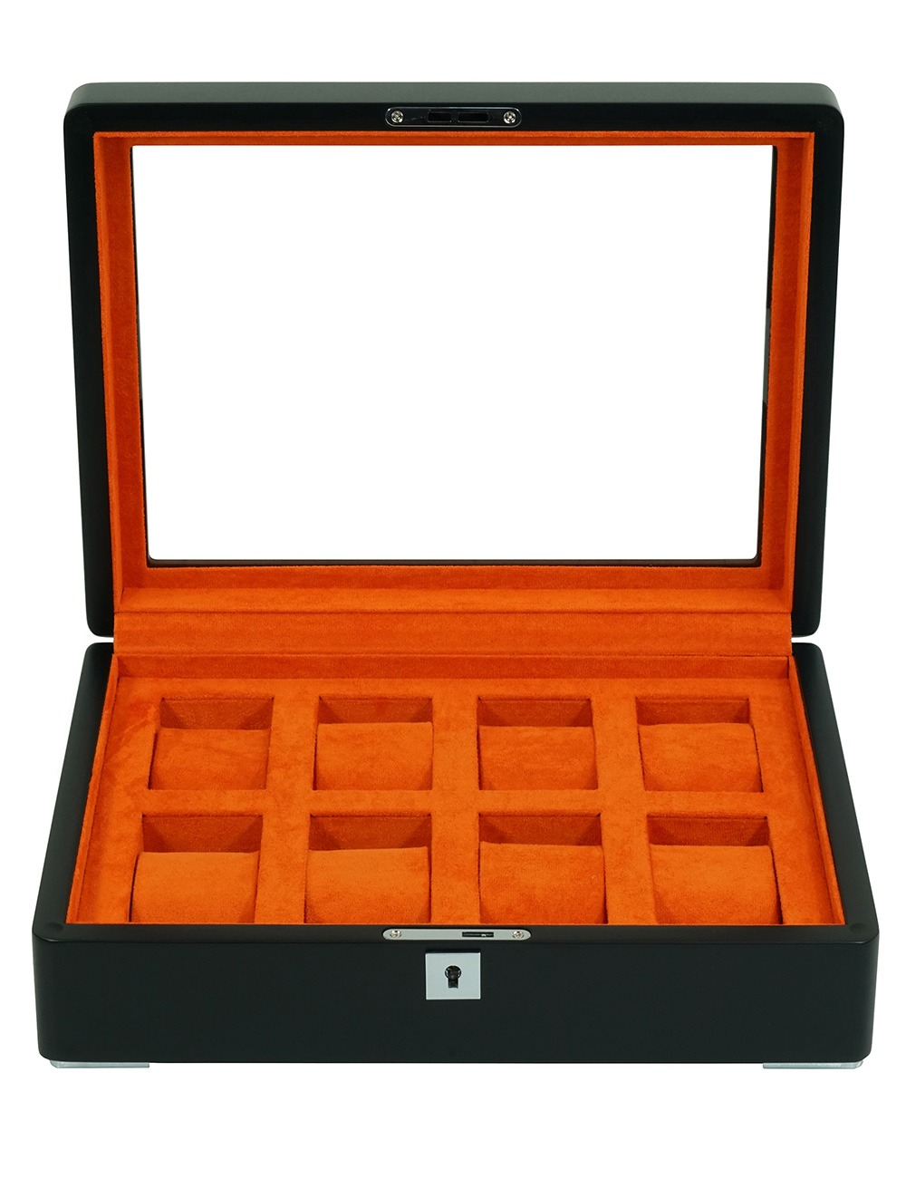 4260156291646 - RS-3420-8-BL-ORA Uhrenbox schwarz [8] mit orangem Samt