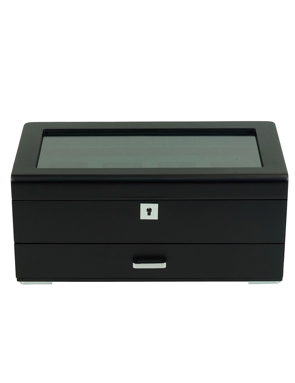 4260156291615 - RS-3421-4-BL-GRE Uhrenbox schwarz [4] mit grünem Samt + Schublade