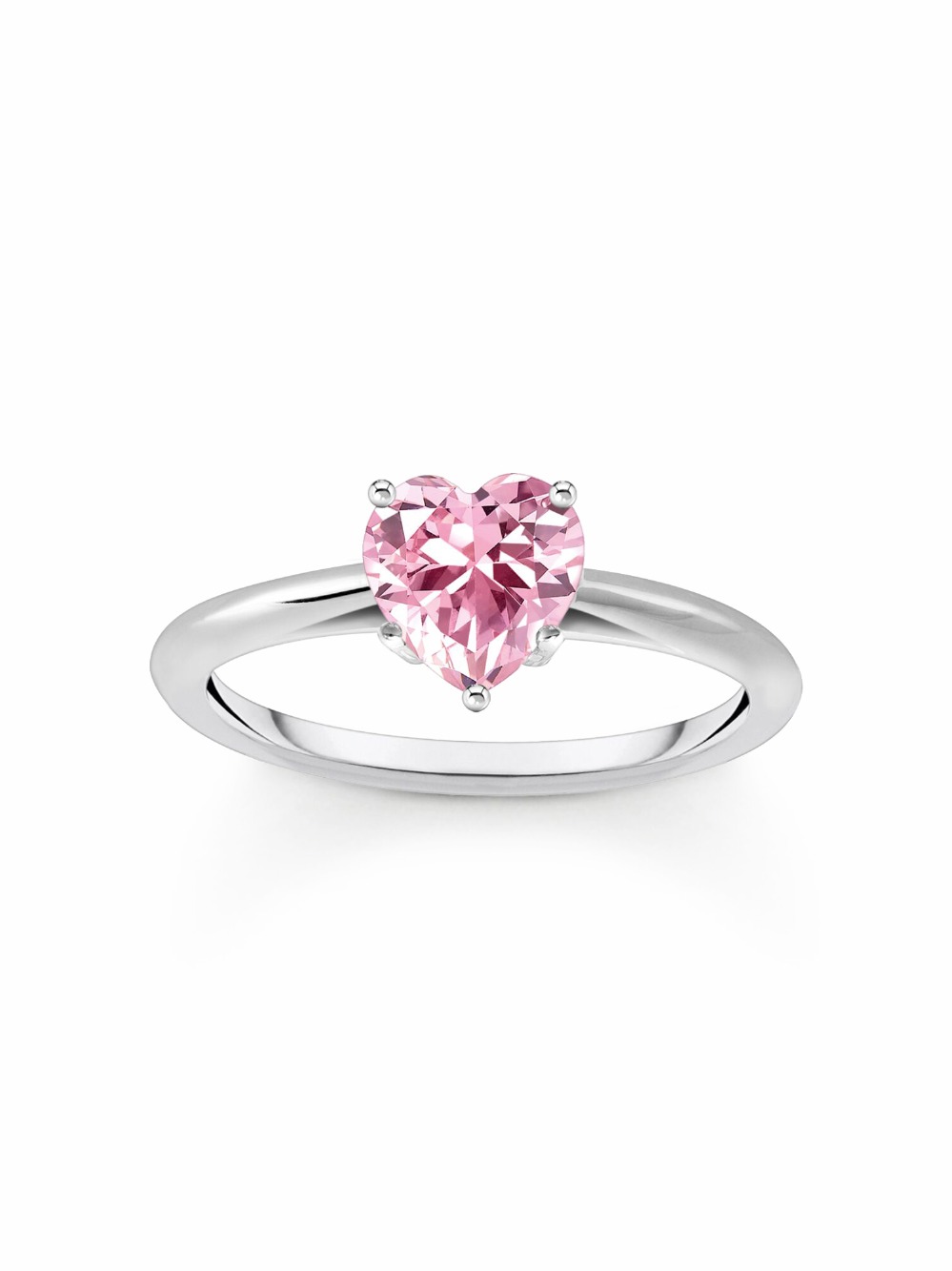 4051245590708 - TR2476-051-9-56 Silberner Ring mit Pinkfarbenem Stein in Herzform Damen