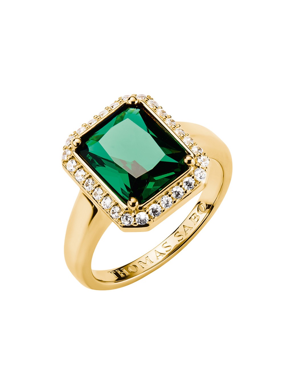 4051245620566 - TR2508-971-6-56 Ring mit Grünem Oktagon-Stein Elyndra vergoldet Damen