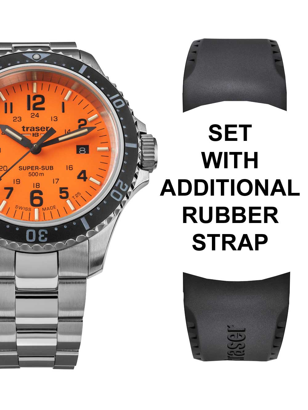 Traser H3 109379 P67 T25 SuperSub Set Orange 46 mm Taucheruhr 50ATM