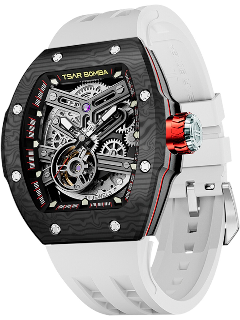 Tsar Bomba TB8218CF-EliteWhite Herrenuhr Atomic Twin austauschbare Automatikuhr 45mm 10ATM