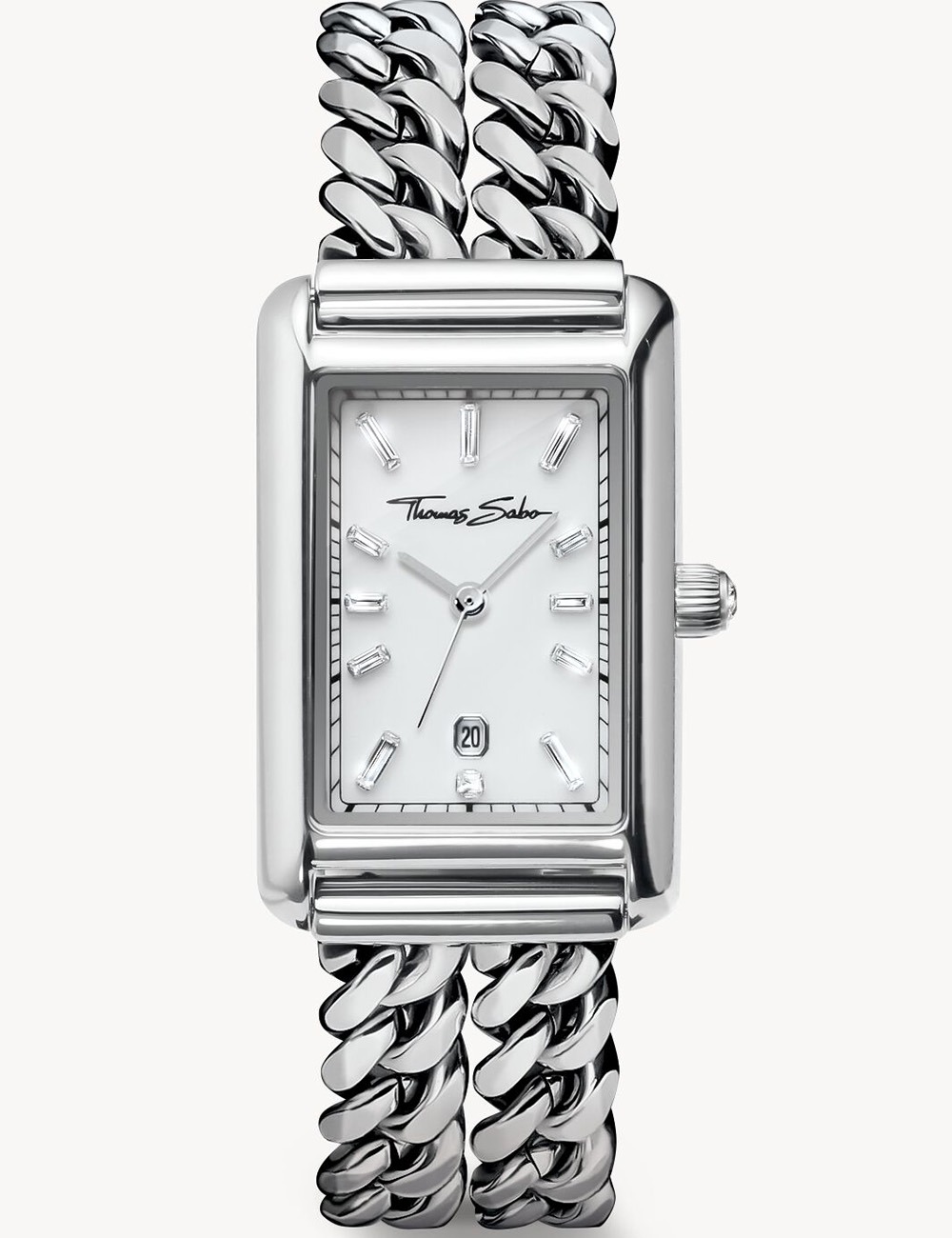 Thomas Sabo WA0428-201-201 Damenuhr Rechteckig silberfarben 22mm 3ATM