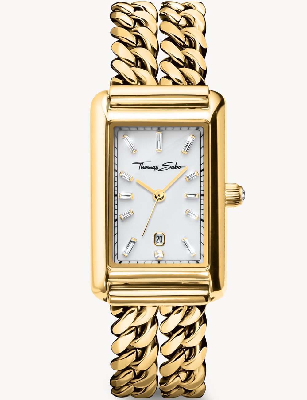 Thomas Sabo WA0429-291-207 Damenuhr Rechteckig goldfarben 22mm 3ATM