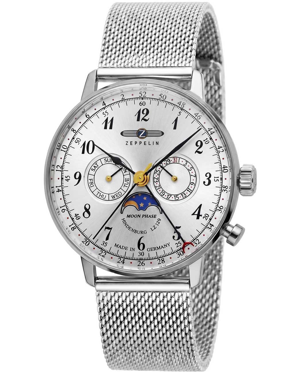 Zeppelin 7036M-1 Hindenburg LZ129 Herrenuhr m Mondphase 40mm 3ATM