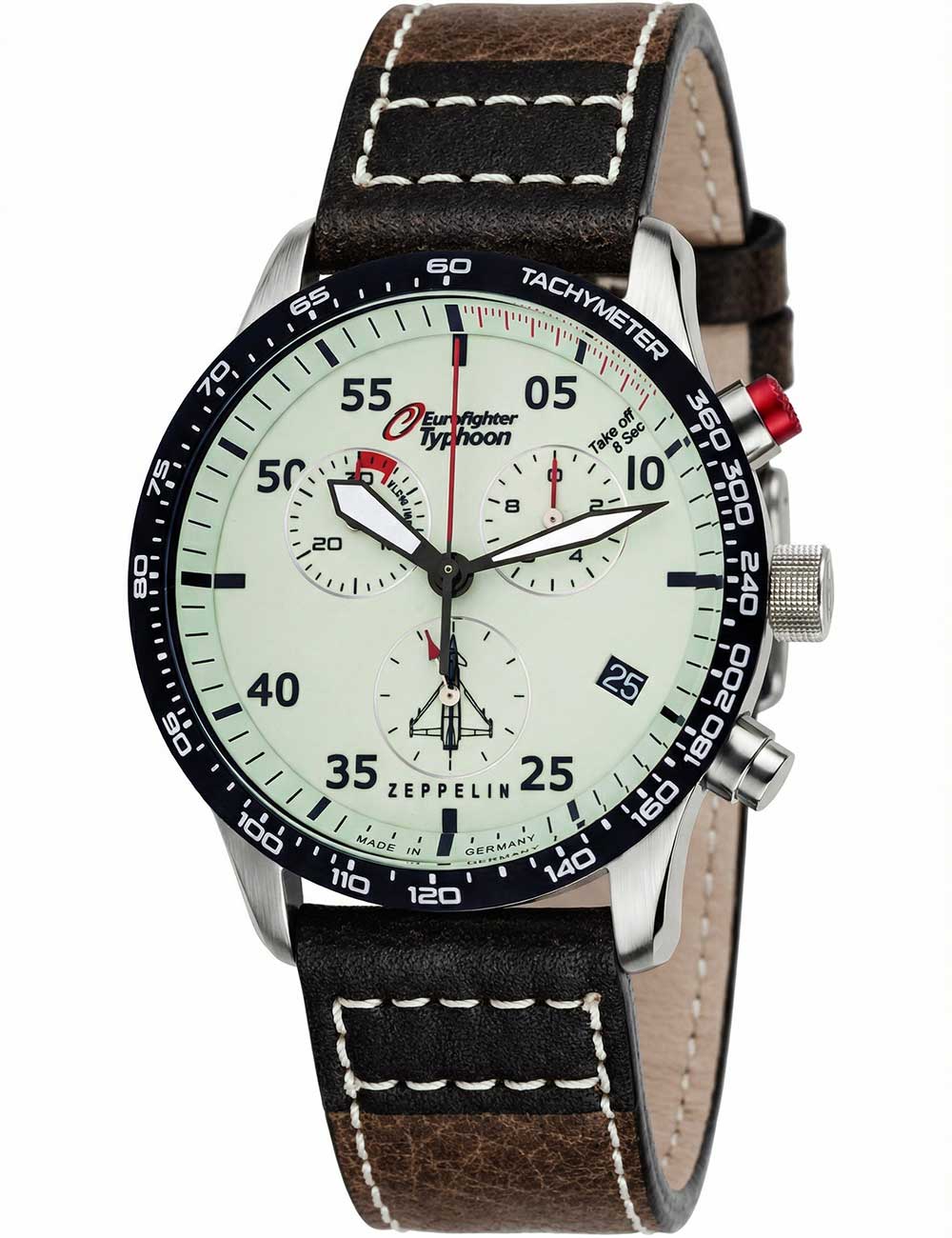 4041338729856 - Chronograph ZEPPELIN Eurofighter Typhoon vollfluoreszierendes Ziffernblatt 7298-5 Armbanduhren grün (olivgrün schwarz) Herren Quarzuhren