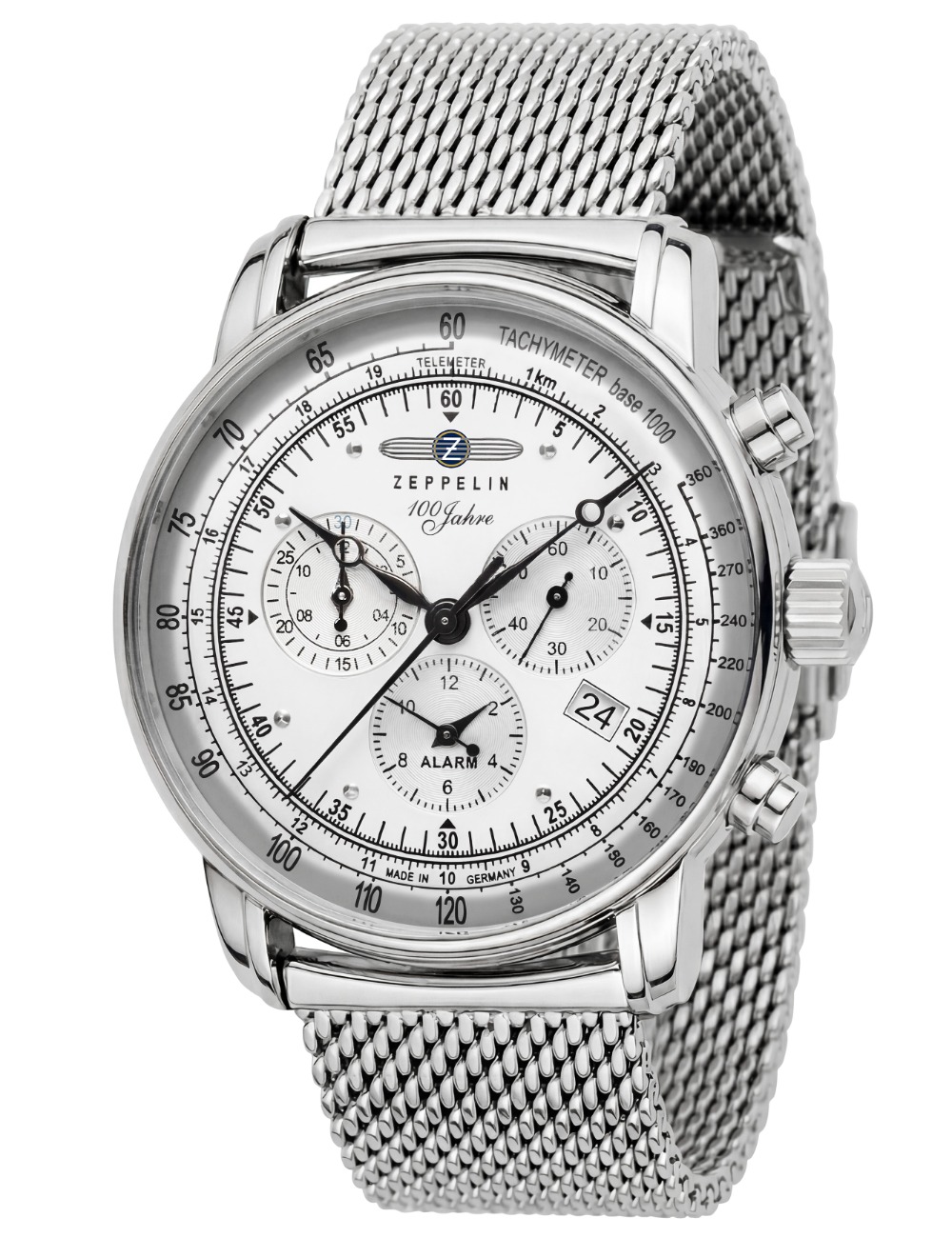 Zeppelin 7680M-1 Alarm Chronograph 100 Jahre Herrenuhr 43mm 5ATM
