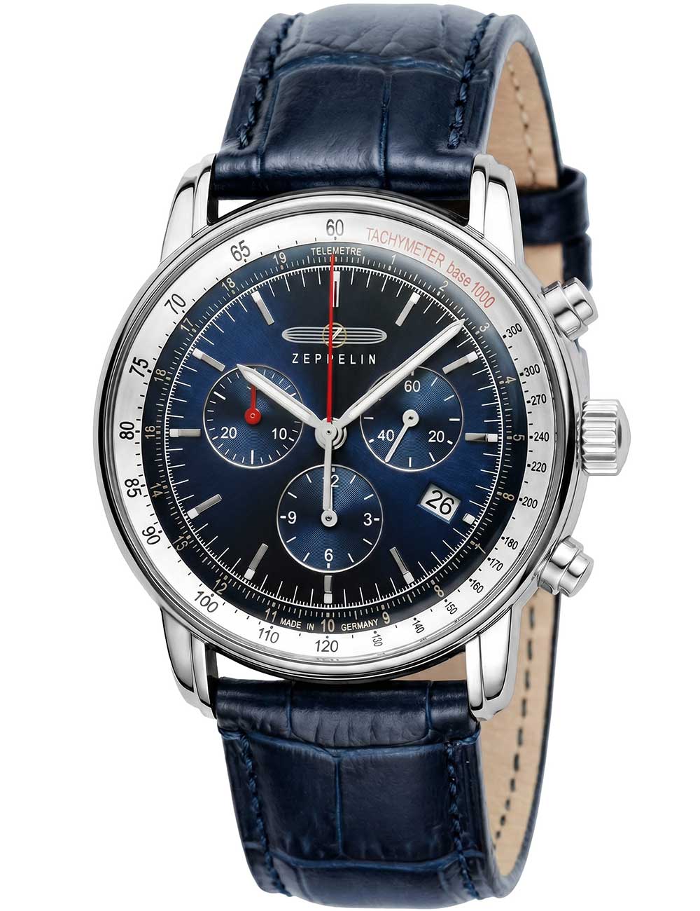 Chronograph ZEPPELIN LZ 14 Marine 8888-3 Armbanduhren blau (dunkelblau) Herren Quarzuhren Armbanduhr Quarzuhr Herrenuhr Datum Stoppfunktion Made in Germany